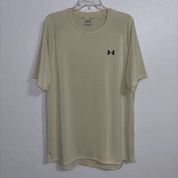 Under Armour Tech Tee Men’s XL Loose Fit Beige Tan Short Sleeve Shirt UA Logo - Picture 1 of 5